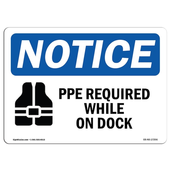 OSHA Sign, PFD Required While On Deck With, 5in X 3.5in Decal, 10PK, 5" W, 3.5" H, Landscape, PK10